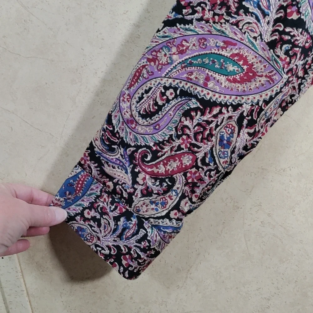 2/$10 04178 Chaps teal & purple paisley No Iron button up shirt XL NWT - Picture 7 of 13